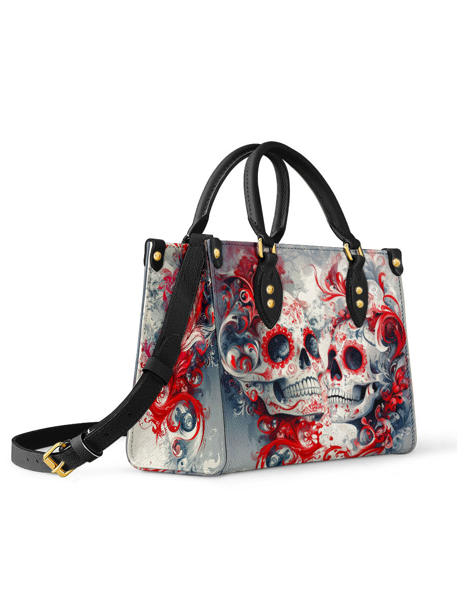 RomanticRedSugarSkullGothic PersonalizedLeatherHandbag Giftforher_DayofftheDead_2
