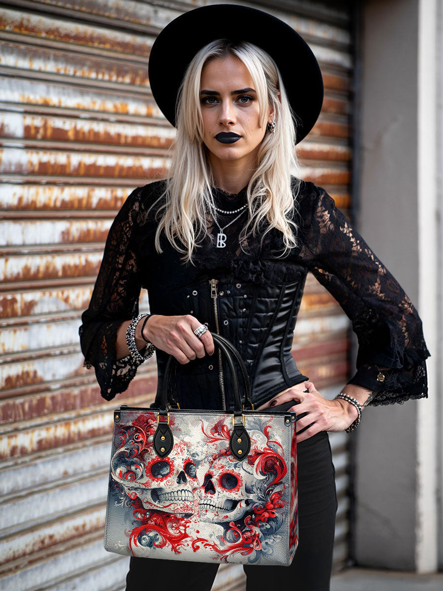 RomanticRedSugarSkullGothic PersonalizedLeatherHandbag Giftforher_DayofftheDead_3