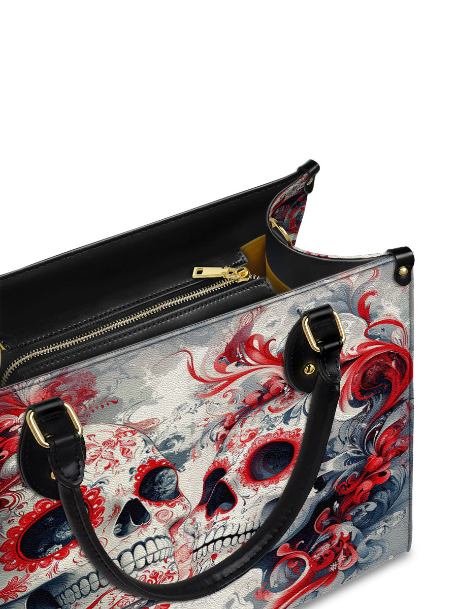 RomanticRedSugarSkullGothic PersonalizedLeatherHandbag Giftforher_DayofftheDead_5