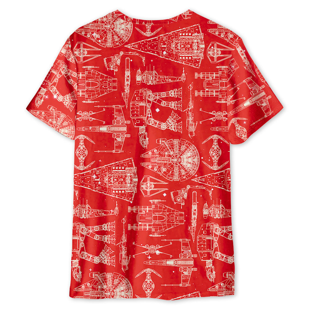 SPACESHIPSSTARWARSRED Unisex3DT shirt OwlOhh_2038_2