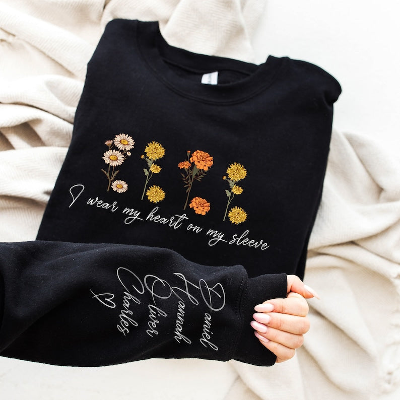 There Are Some Flowers In My Sleeve - Gift For Mom, Grandmother - Personalized Sleeve Sweatshirt