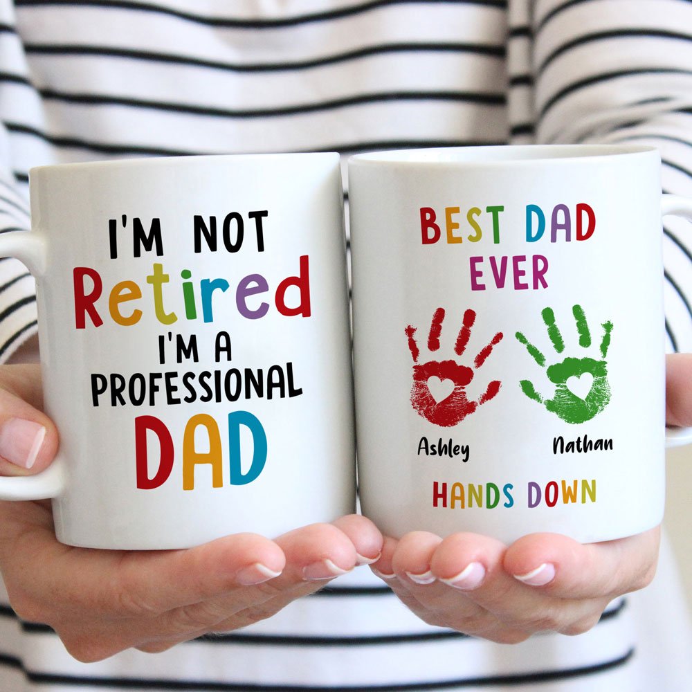 Best Dad Ever Retired Hand Colorful - Gift For Dad - Personalized Ceramic Mug