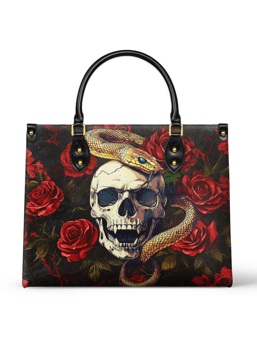 VenomousSnake_SkullwithRosesGothicFloral PersonalizedLeatherHandbag_1