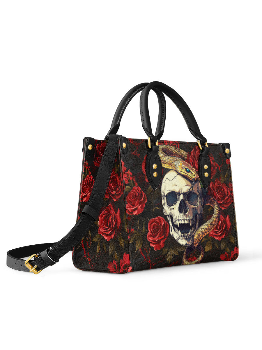 VenomousSnake_SkullwithRosesGothicFloral PersonalizedLeatherHandbag_2