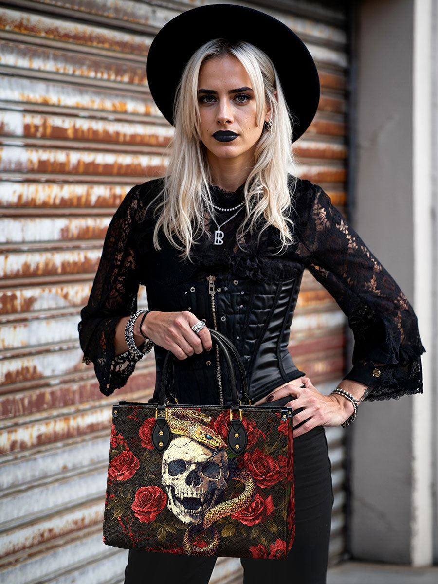 VenomousSnake_SkullwithRosesGothicFloral PersonalizedLeatherHandbag_3