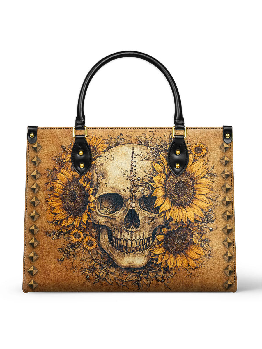 VintageSunflowerSkullGothicArt GothicPersonalizedLeatherHandbag GifforHer_Girlfriend_1