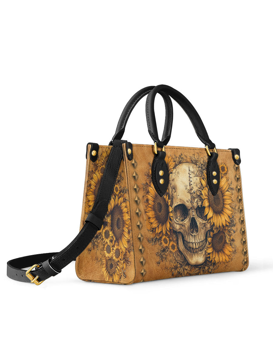 VintageSunflowerSkullGothicArt GothicPersonalizedLeatherHandbag GifforHer_Girlfriend_2