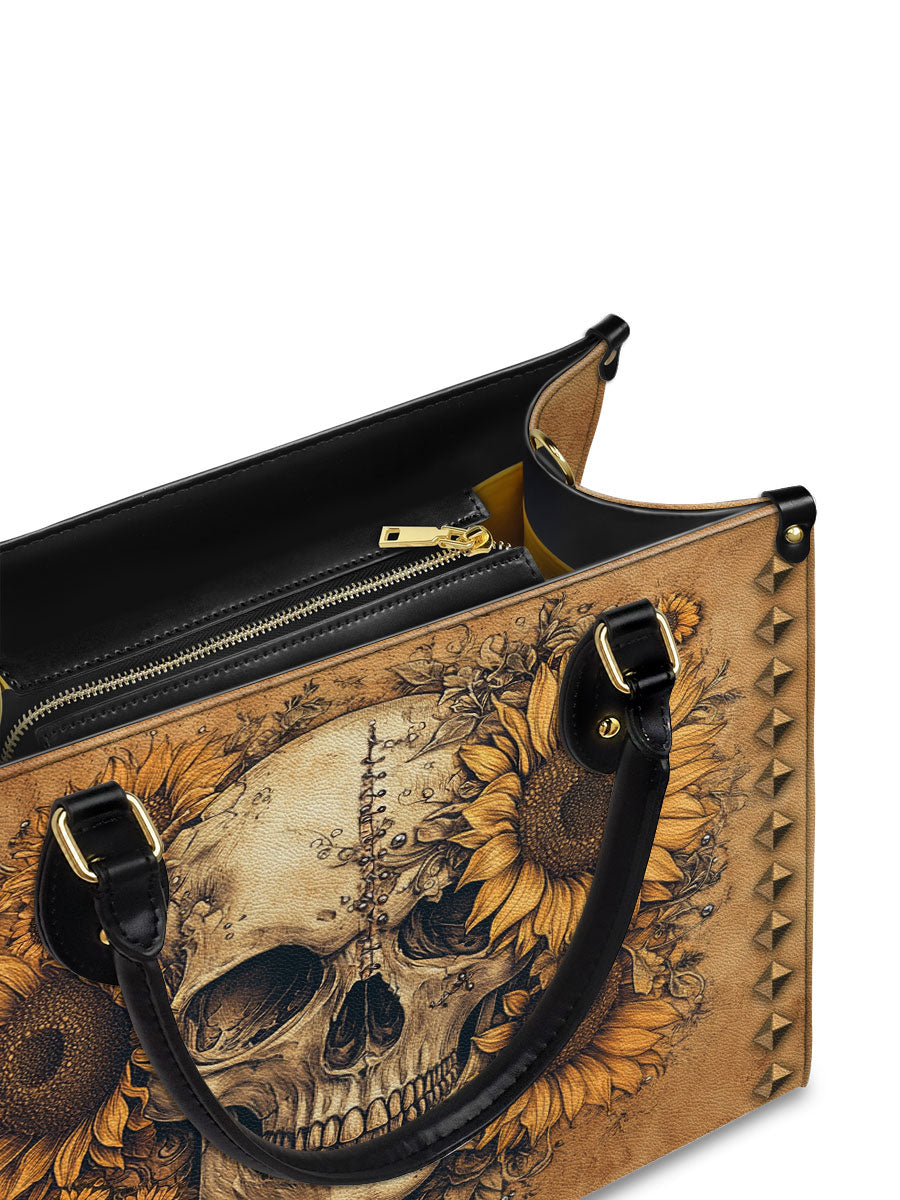 VintageSunflowerSkullGothicArt GothicPersonalizedLeatherHandbag GifforHer_Girlfriend_4