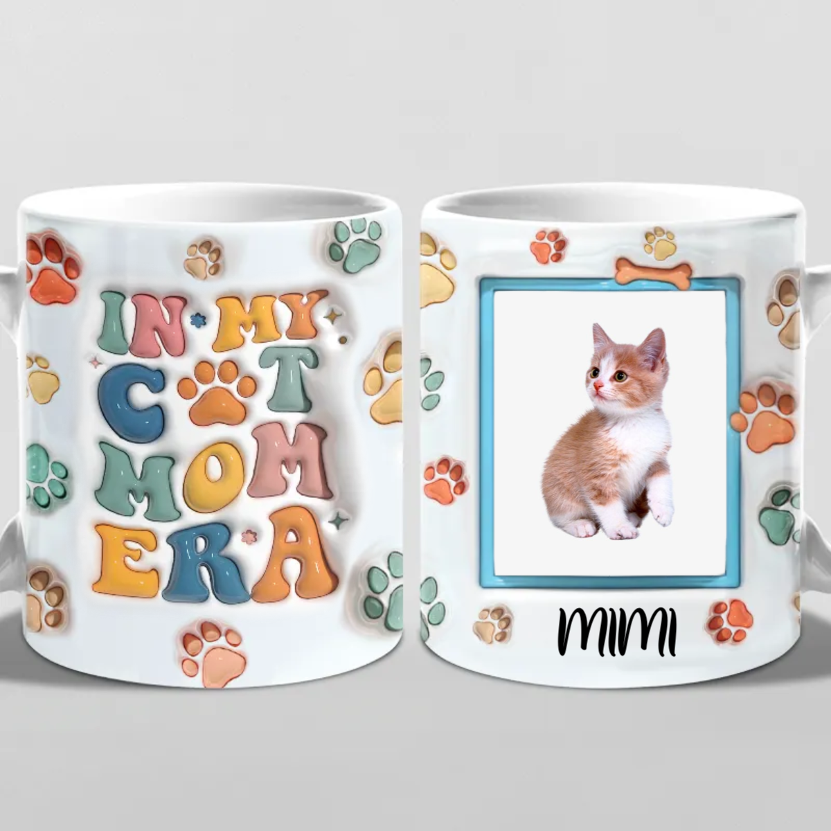 Custom Photo In My Fur Dad Era - Gift For Cat Mom, Dad - Personalized  3D Inflated Effect Printed Mug