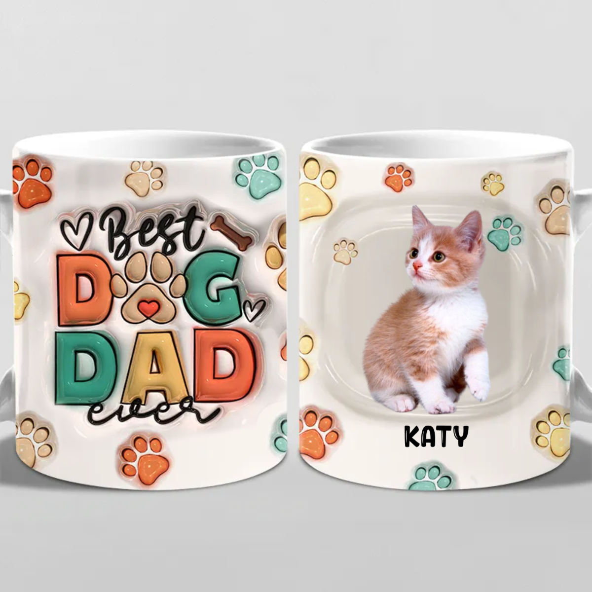 Custom Photo Kitten Love - Gift For Cat Mom, Dad - Personalized 3D Inflated Effect Printed Mug