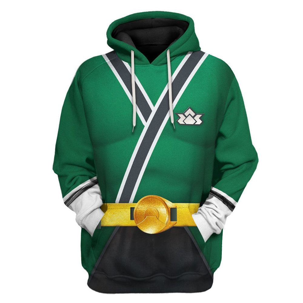gearhuman 3d power rangers samurai green custom tshirt hoodie apparel gv08017 3d apparel hoodie s 295546