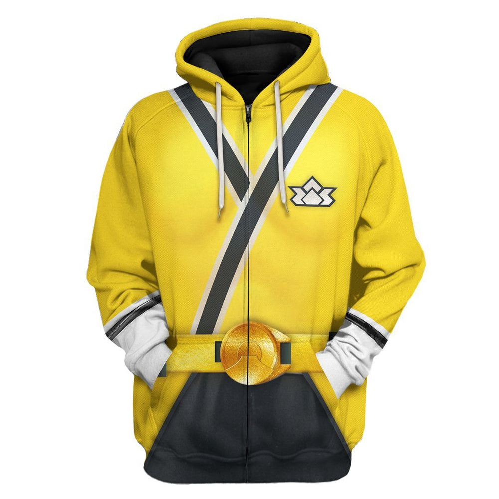 gearhuman 3d power rangers samurai yellow custom tshirt hoodie apparel gv08019 3d apparel zip hoodie s 203977