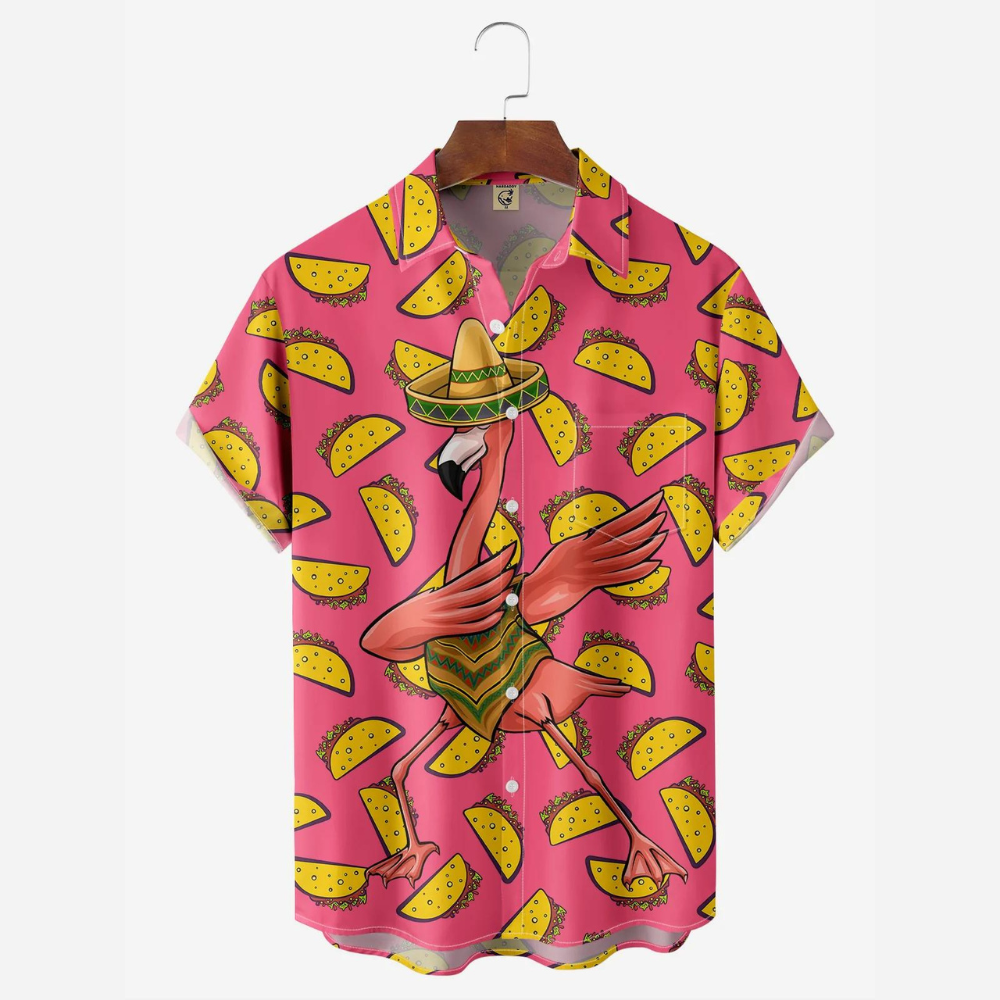 Taco Flamingo Dancing To The Music - Hawaiian Shirt