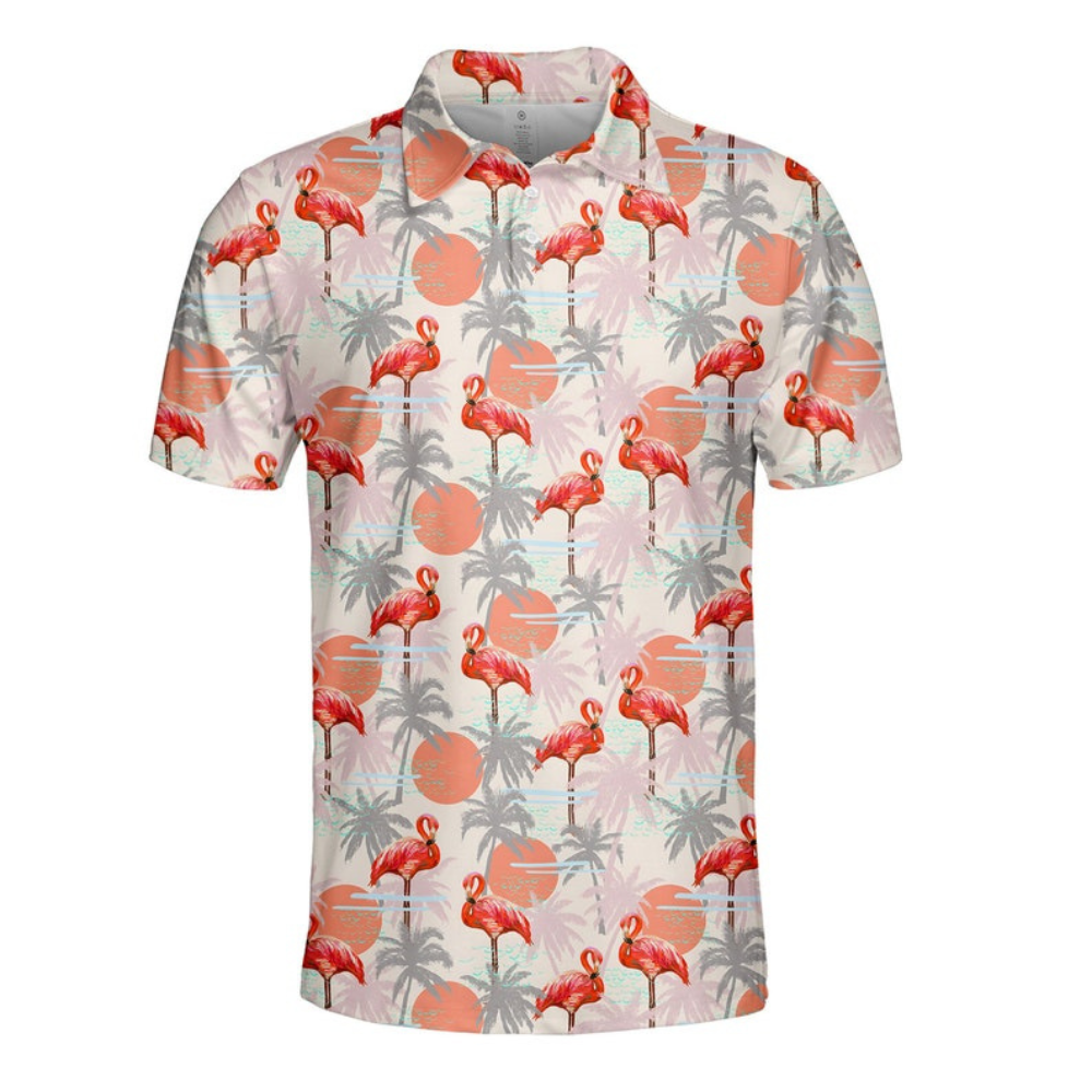 Flamingos In The Sunset Pattern - Men Polo Shirt