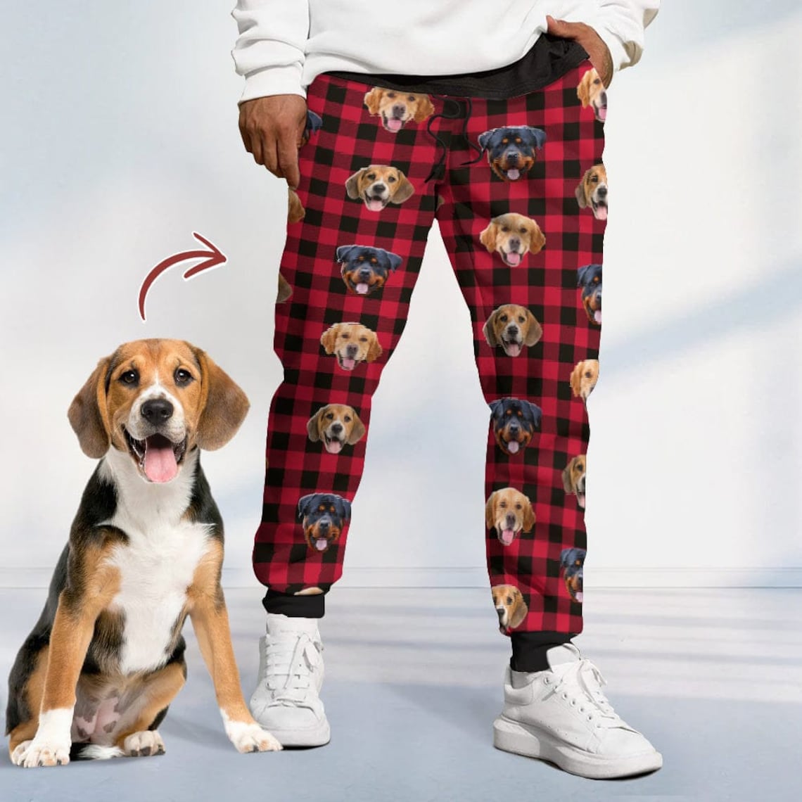 Custom Photo Dog Cat In The Christmas Theme - Gift For Pet Lovers - Personalized Sweatpants
