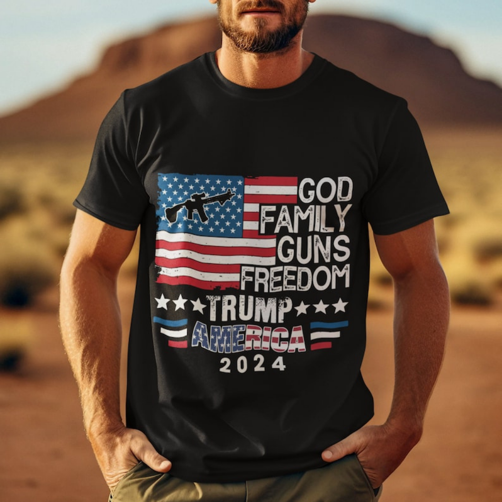 God Family Guns Freedom And Trump 2024 - Unisex Shirt