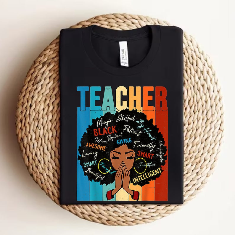 Vintage Afro Black History Month Teacher - Unisex Shirt