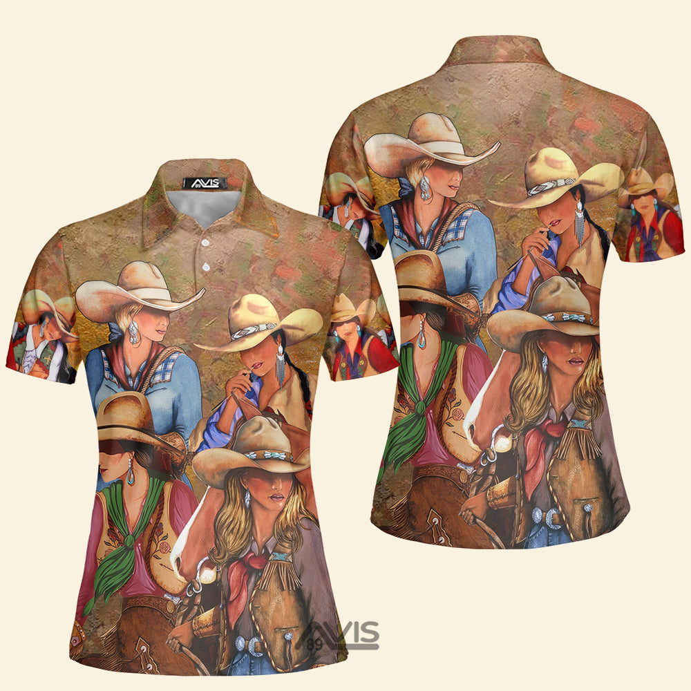Cowboy Cowgirl Beauty Western Cowgirl - Women Polo Shirt