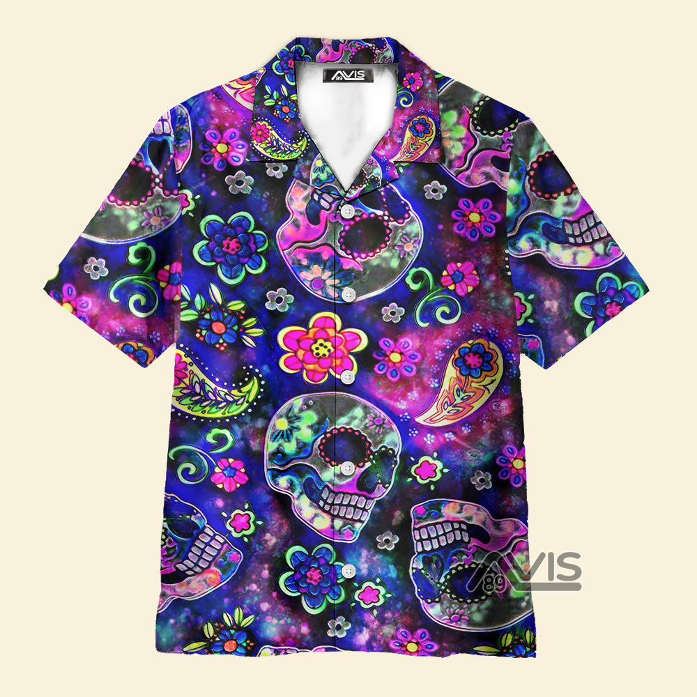 Avis89 Psychedelic Hippie Colorful Tiny Skull - Hawaiian Shirt