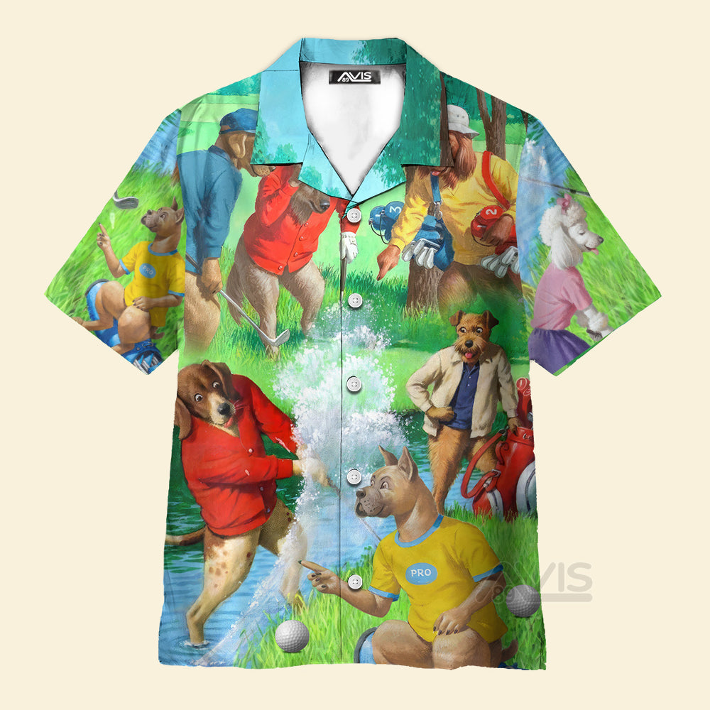 Avis89 Golf Dog Cool Lover Golf Art Style - Gift For Dog Lovers - Hawaiian Shirt