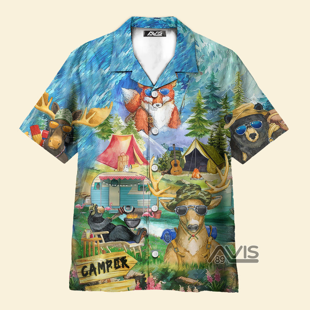 Avis89 Camping Happy Animals - Hawaiian Shirt