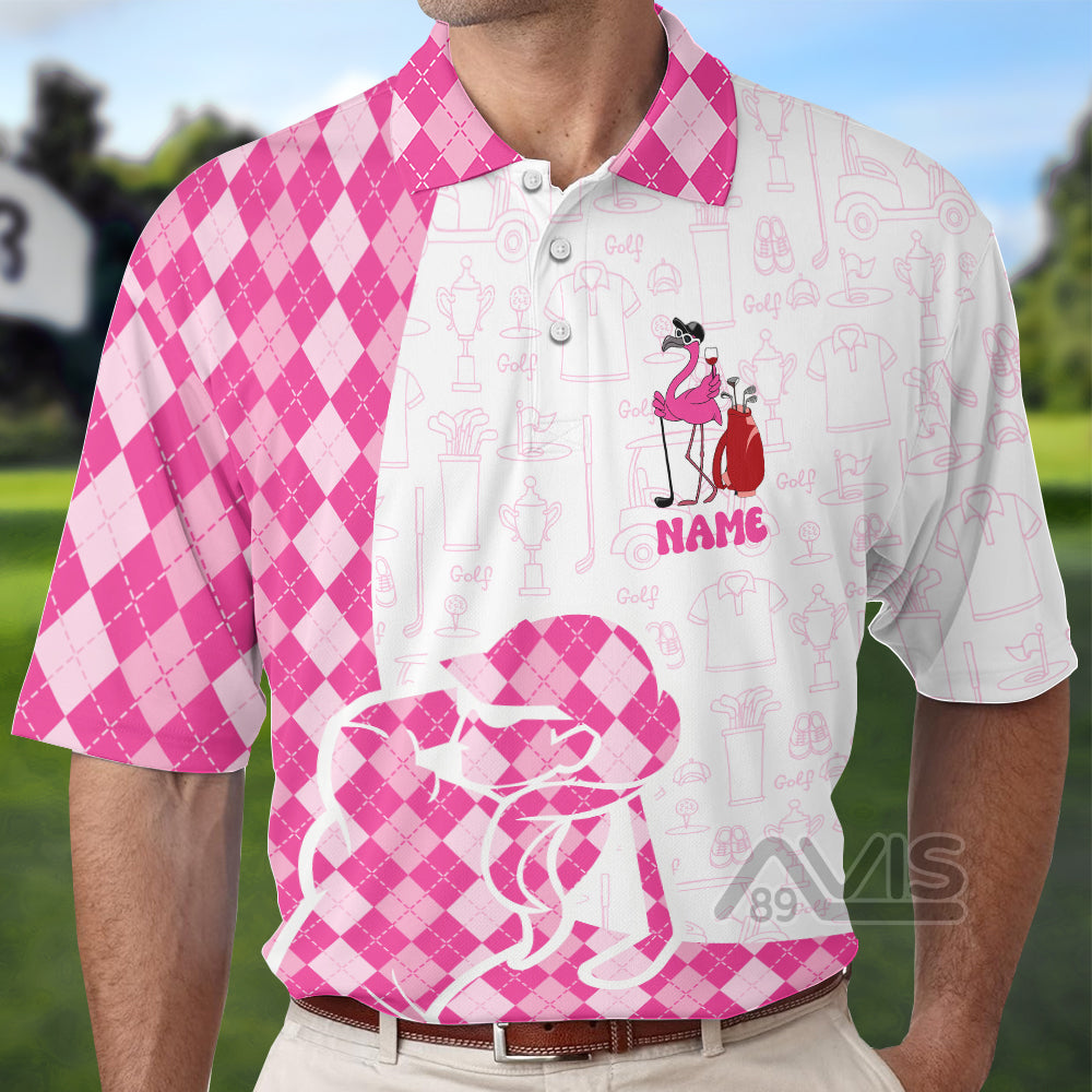 Avis89 Par Then Bar Pink Flamingo - Personalized Men Polo Shirt