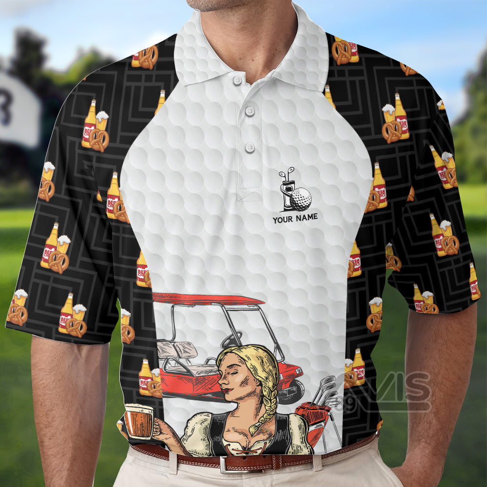 Avis89 Talk Birdie To Me Oktoberfest Beer Pretzel Golf - Personalized Men Polo Shirt