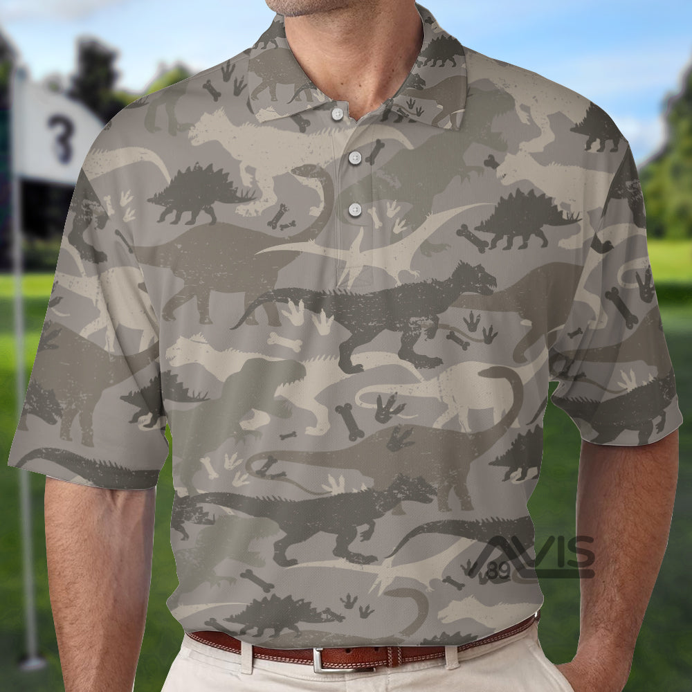 Avis89 Dinosaur Bone Camo - Gift For Golf Lovers - Men Polo Shirt