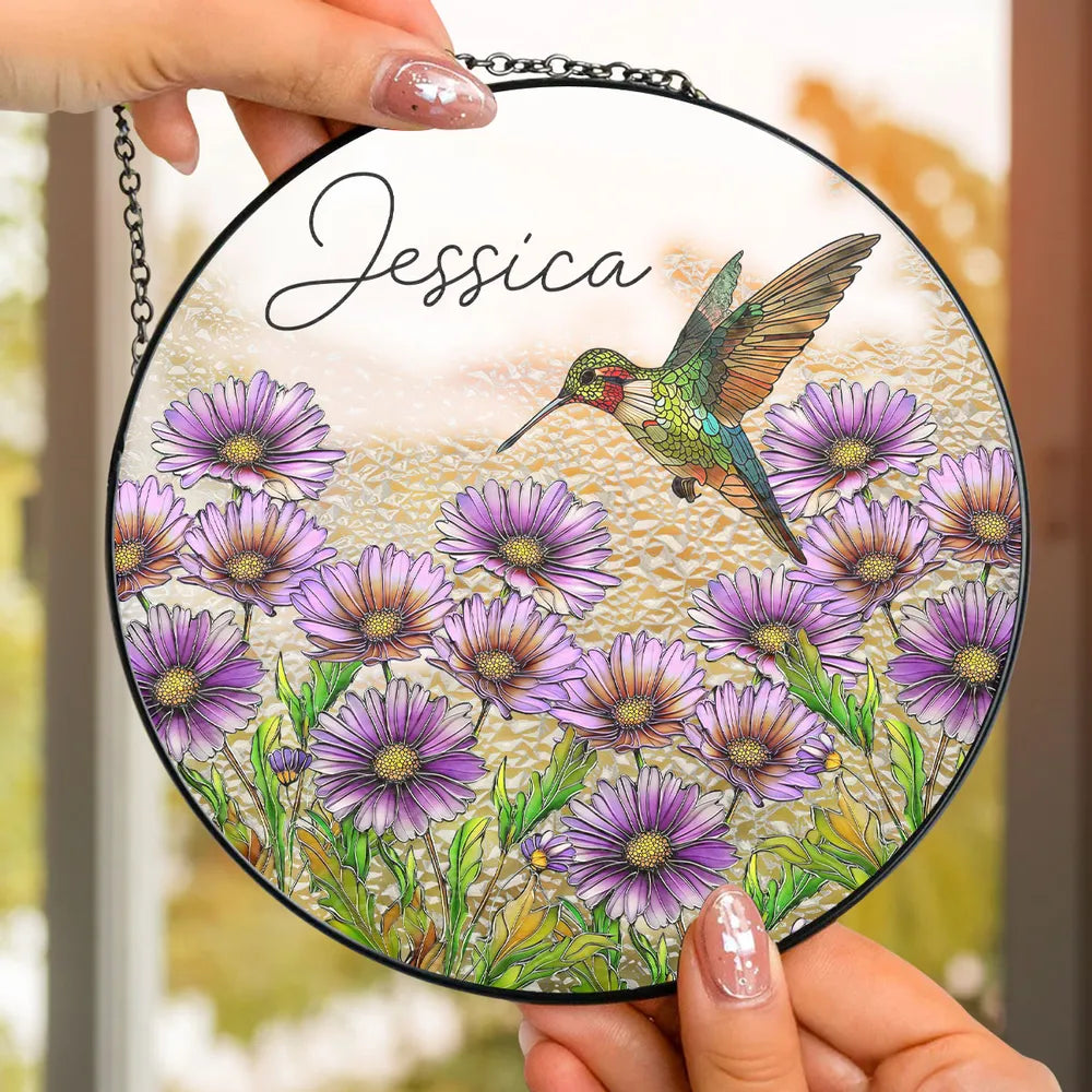 mk2 Humming_Bird_Memorial_Custom_Flower_ _Memorial_Gift_ _Personalized_Stained_Glass_Window_Hanging_Suncatcher_5