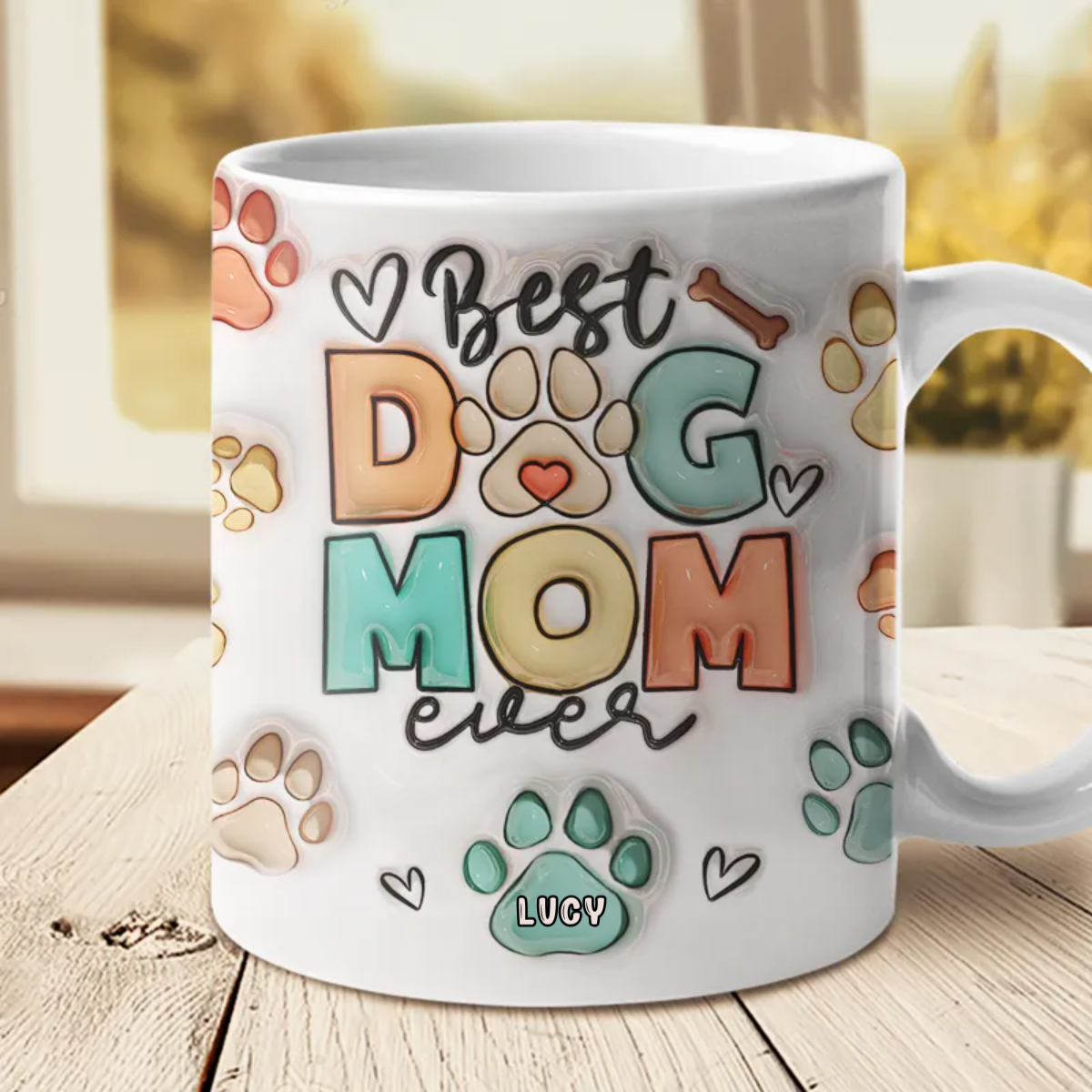 Eat Drink And Be Merry - Gift For Dog Mom, Dad - Personalized  3D Inflated Effect Printed Mug