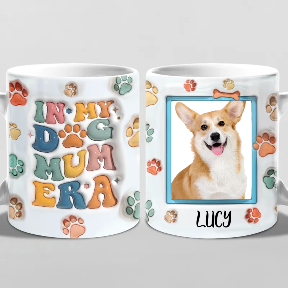 Custom Photo In My Fur Dad Era - Gift For Dog Mom, Dad - Personalized  3D Inflated Effect Printed Mug
