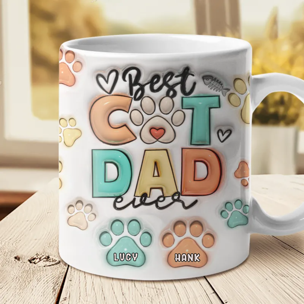 Eat Drink And Be Merry - Gift For Cat Mom, Dad - Personalized  3D Inflated Effect Printed Mug