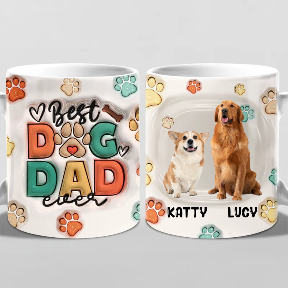 Custom Photo Puppy Love - Gift For Dog Mom, Dad - Personalized 3D Inflated Effect Printed Mug