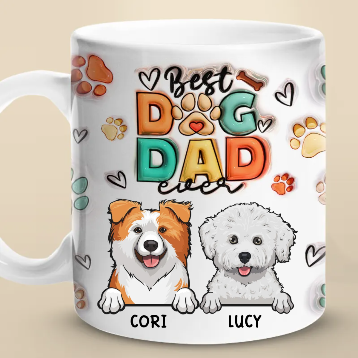 Eat Sleep Pet Dogs Repeat - Gift For Dog Mom, Dad - Personalized 3D Inflated Effect Printed Mug