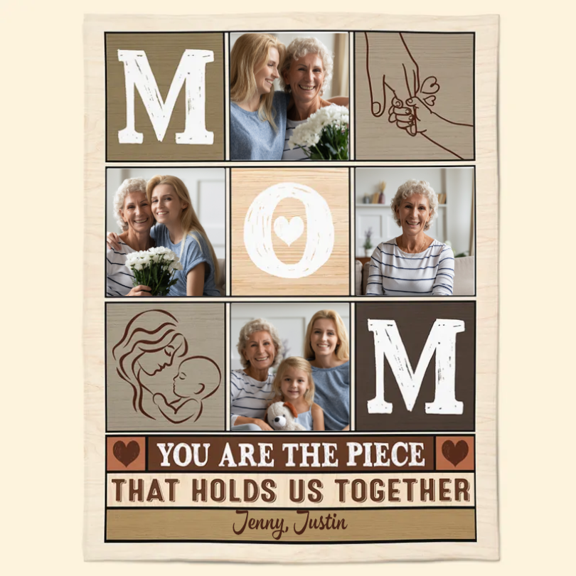 Custom Photo The Piece Holds Us Together - Gift For Mom, Dad, Family - Personalized Blanket