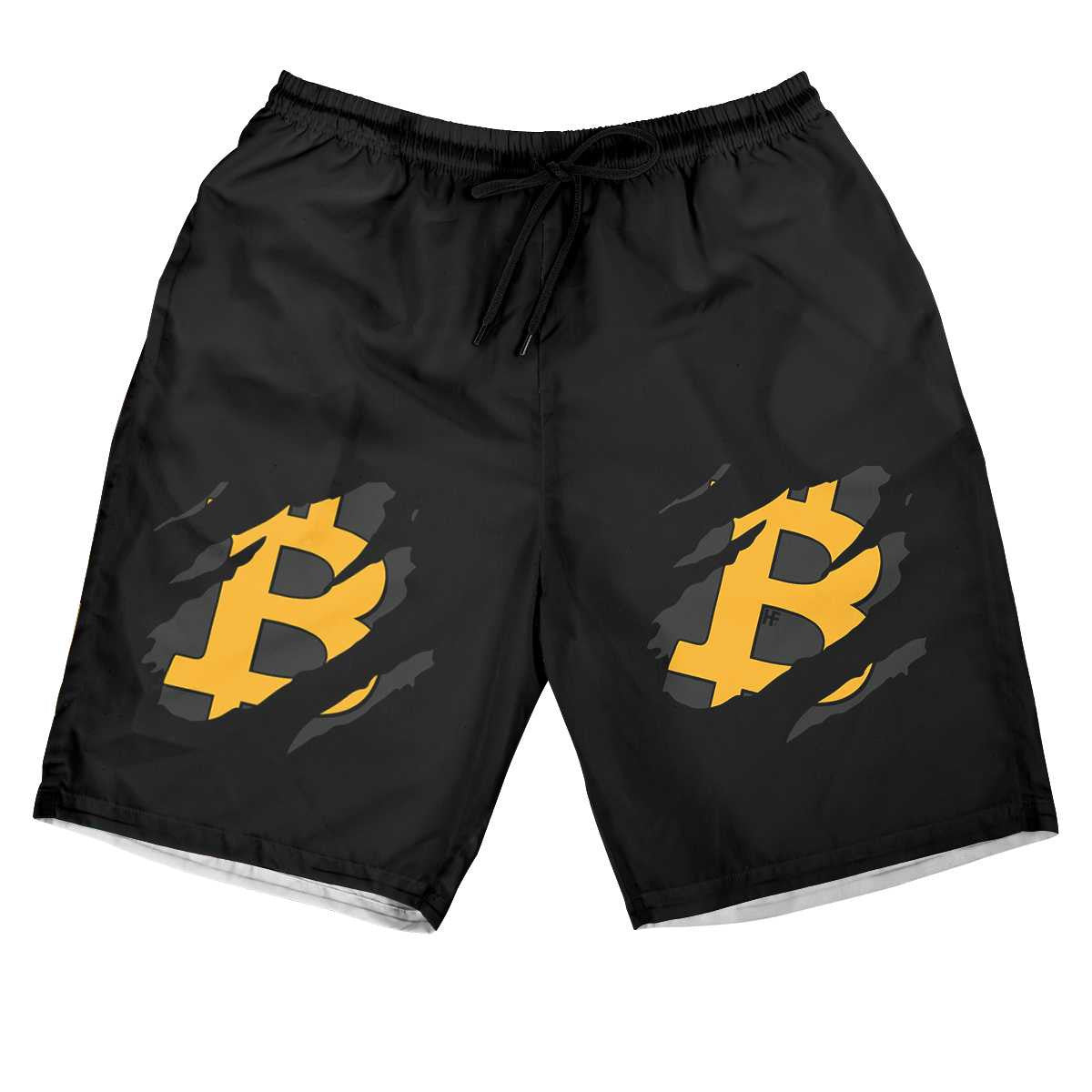 Bitcoin Symbol Beach Shorts For Men, Bitcoin Print Shorts For Guys, Funny Bitcoin Gift For Men