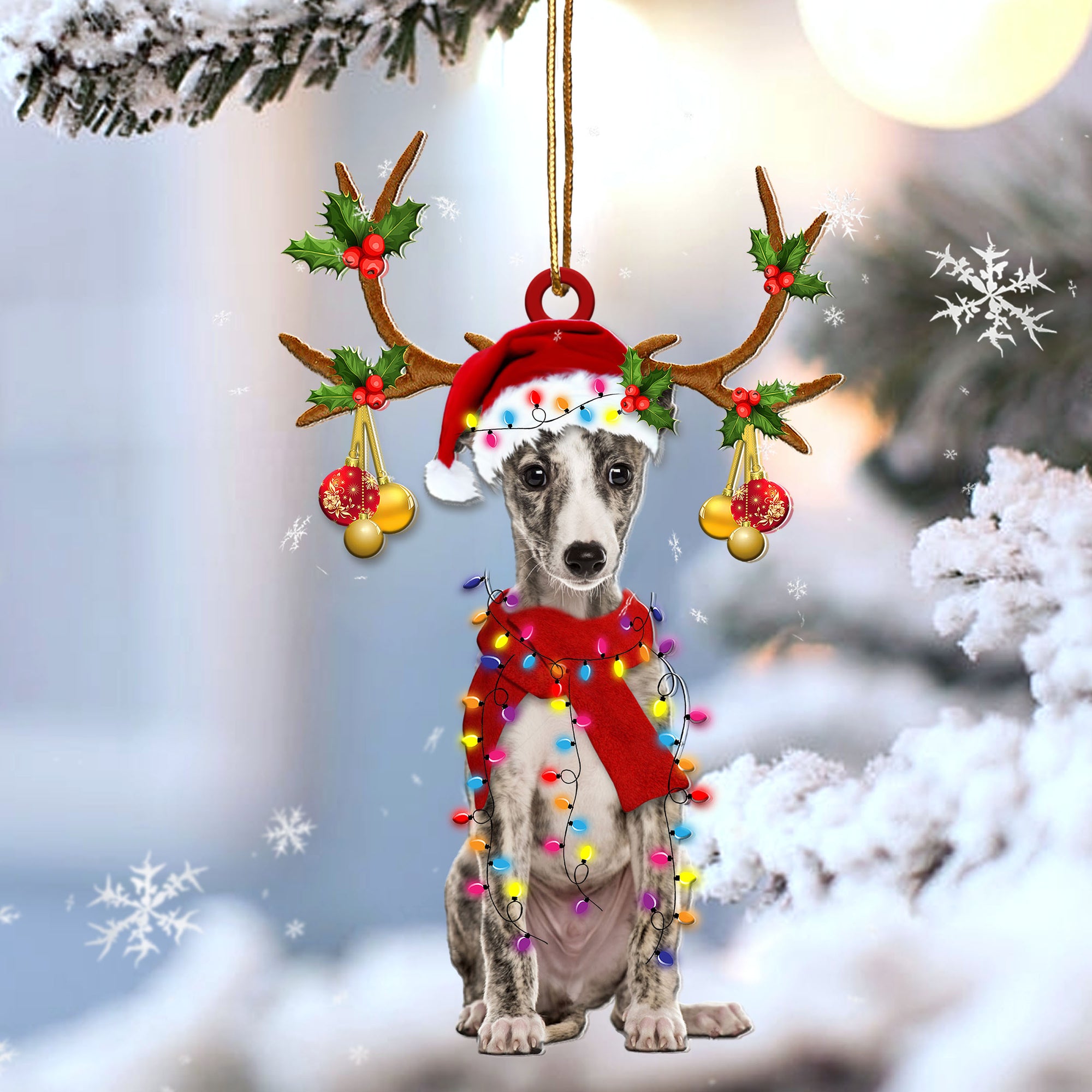 Whippet reindeer shape gift for whippet lover  gift for dog lover ornament