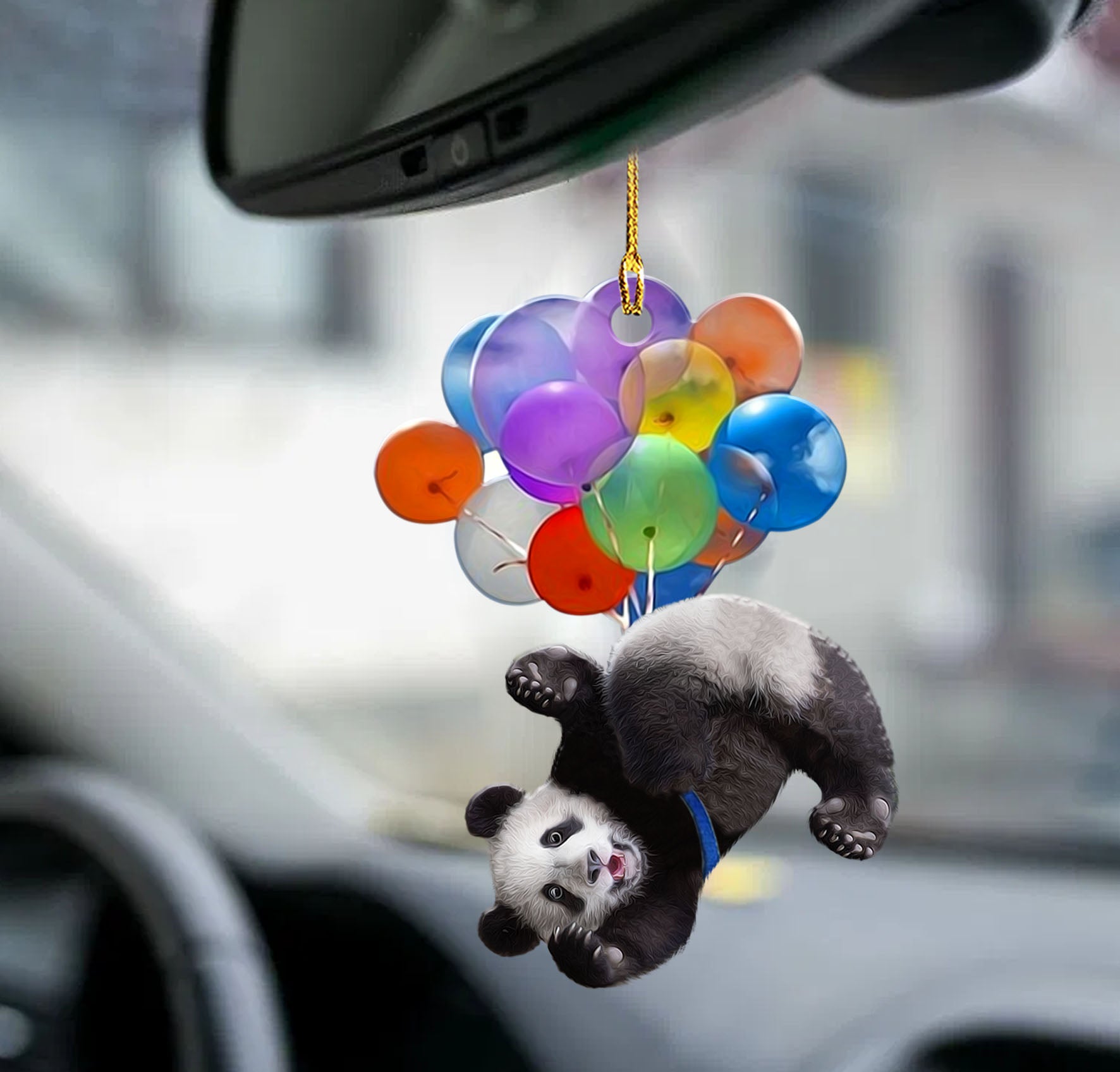 Panda fly with bubbles panda lovers ornament