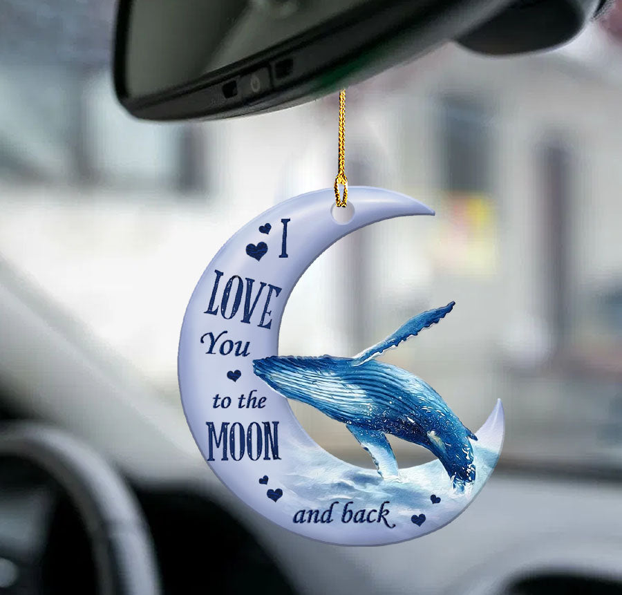Whale moon back whale lover two sided ornament