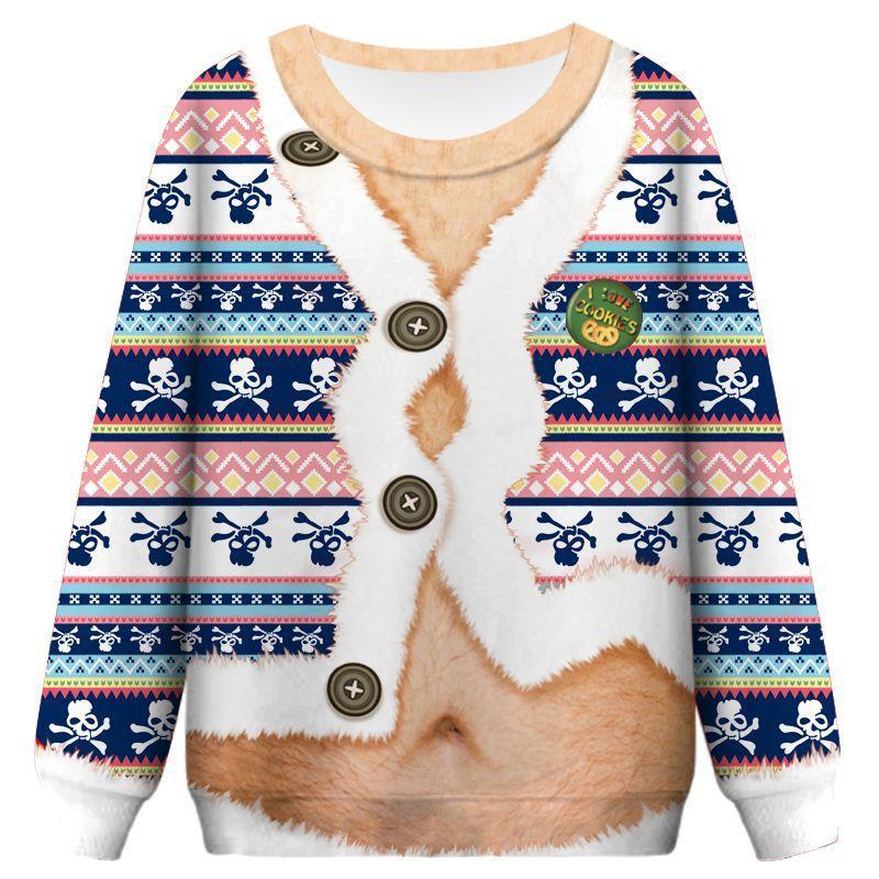 Funny Faux Belly Ugly Christmas Sweater For Men Women US6227