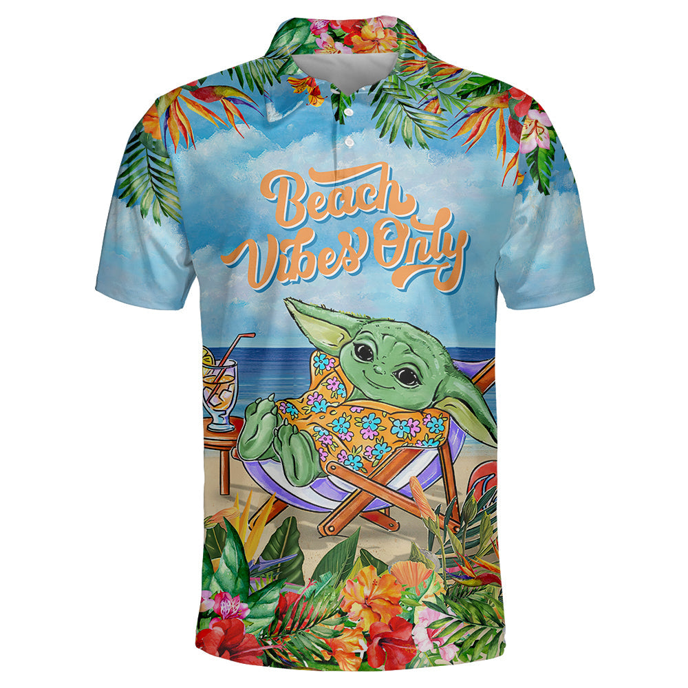 SWCartoonBabyYodaBeachVibesOnly PoloShirt OwlOhh_6580_1