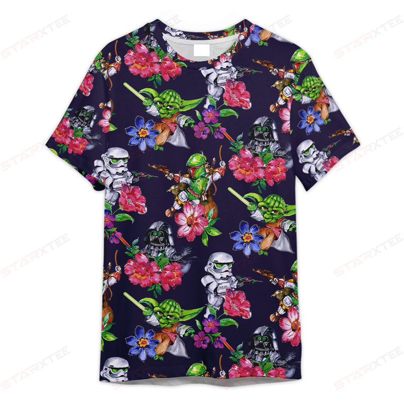 StarWarsPatterFlowerGiftForFansUnisex3DT shirt OwlOhh_7836_1