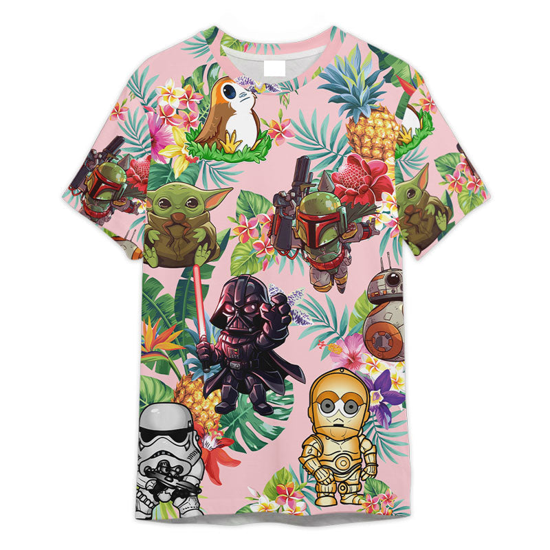 StarWarsTropicalFlowersBeachGiftForFansUnisex3DT shirt OwlOhh_2366_1