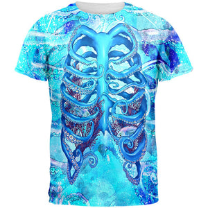 Halloween Costume Octopus Kraken Skeleton Mens Costume Cosplay - T-Shirt