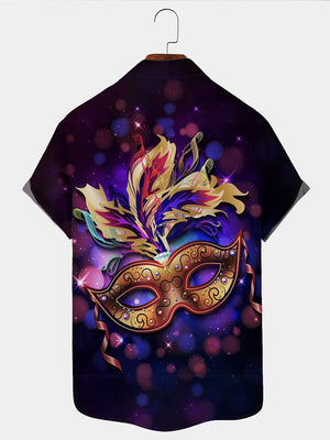 Holiday Mardi Gras Art Mask Purple - Hawaiian Shirt