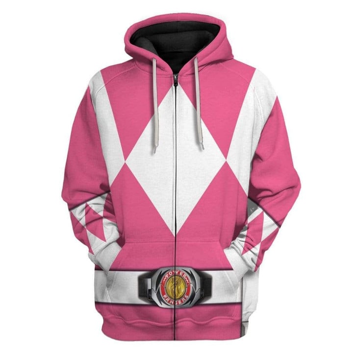 Pink Mighty Morphin Power Ranger 3D Costume Cosplay - Hoodie PRHS31