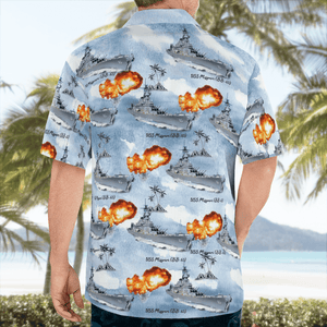 Warship Battleship USS Missouri (BB-63) "Mighty Mo" Palm Tree - Hawaiian Shirt