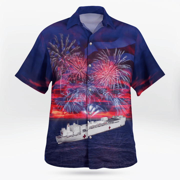 Usns Comfort (T-Ah-20) Hospital Ship, 4Th Of July - Hawaiian Shirt