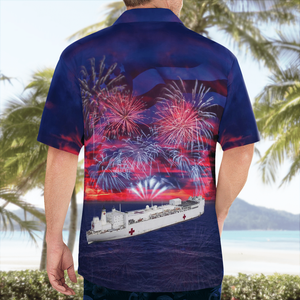 Usns Comfort (T-Ah-20) Hospital Ship, 4Th Of July - Hawaiian Shirt