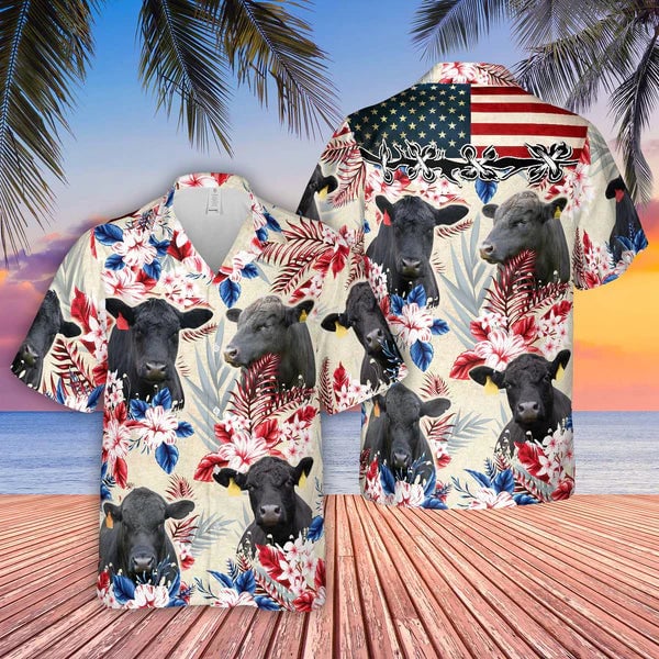 Brangus Pattern US FLAG - For Men And Women - Hawaiian Shirt